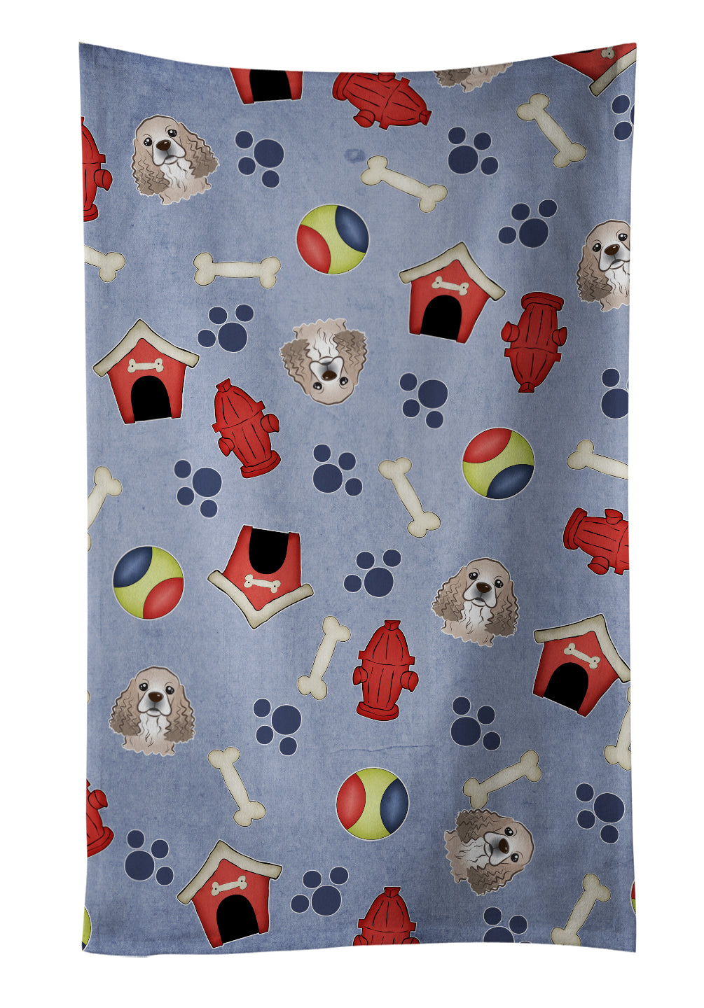Dog House Collection Cocker Spaniel Kitchen Towel Velour Plush Front and Cotton Loop Back Machine Washable