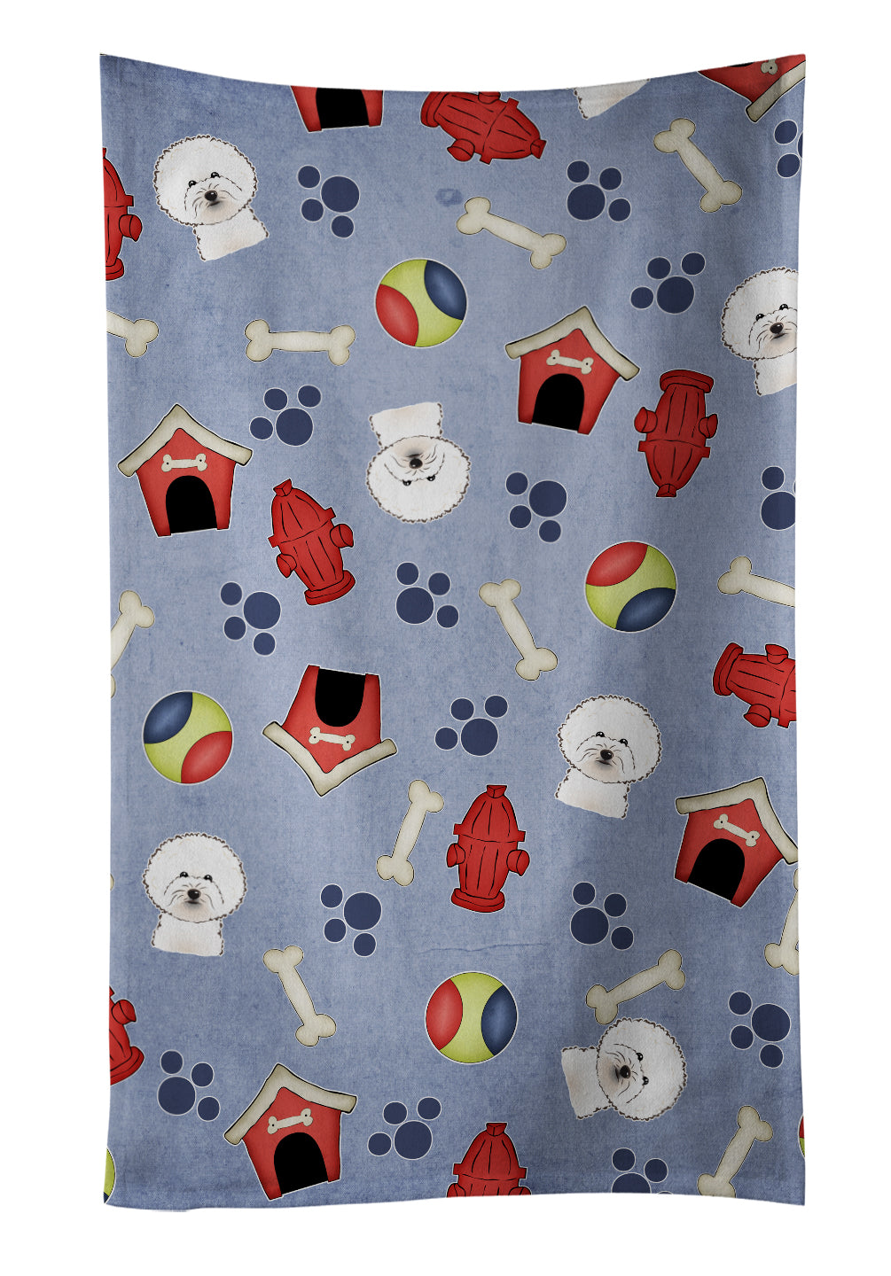 Dog House Collection Bichon Frise Kitchen Towel Velour Plush Front and Cotton Loop Back Machine Washable