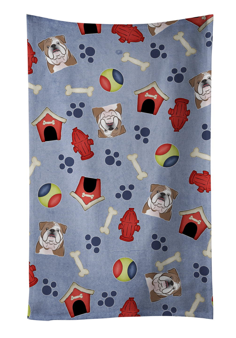 Dog House Collection English Bulldog  Kitchen Towel Velour Plush Front and Cotton Loop Back Machine Washable