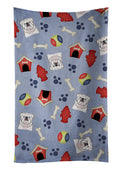 Dog House Collection White English Bulldog  Kitchen Towel Velour Plush Front and Cotton Loop Back Machine Washable