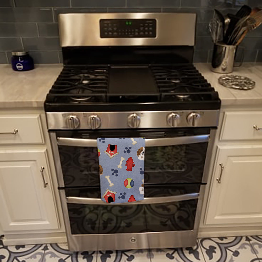 Dog House Collection Cavalier Spaniel Kitchen Towel Velour Plush Front and Cotton Loop Back Machine Washable