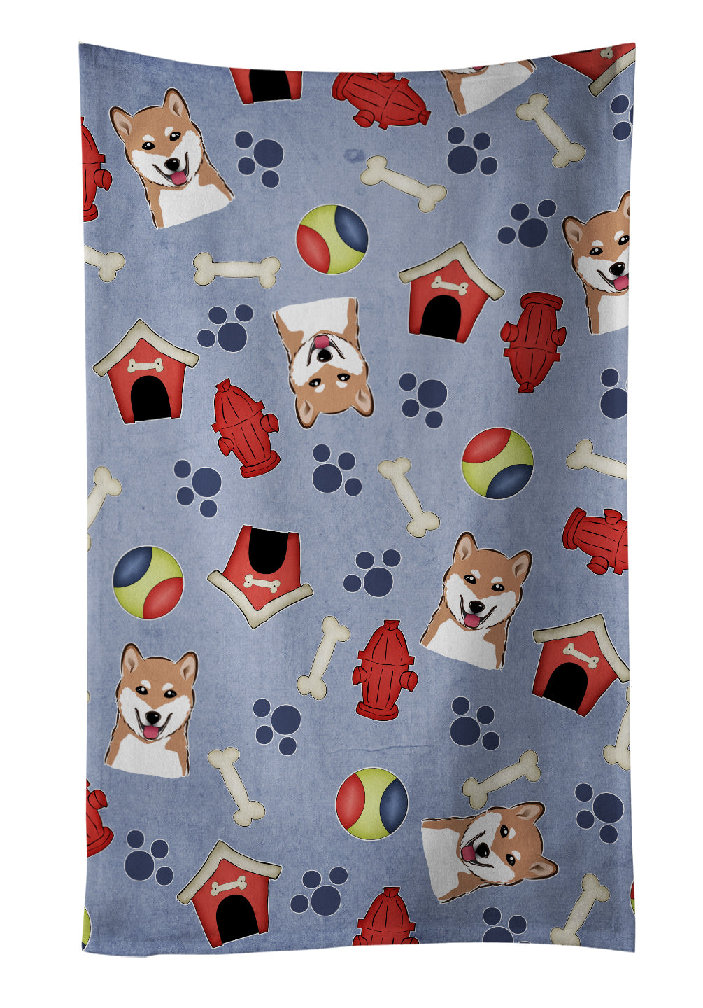 Dog House Collection Shiba Inu Kitchen Towel Velour Plush Front and Cotton Loop Back Machine Washable