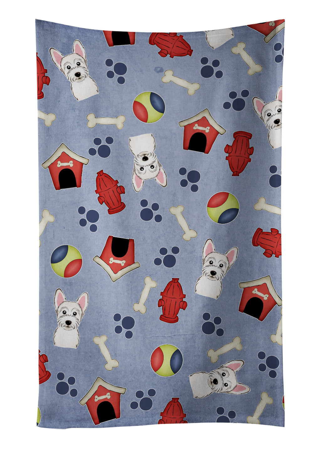 Dog House Collection Westie Kitchen Towel Velour Plush Front and Cotton Loop Back Machine Washable