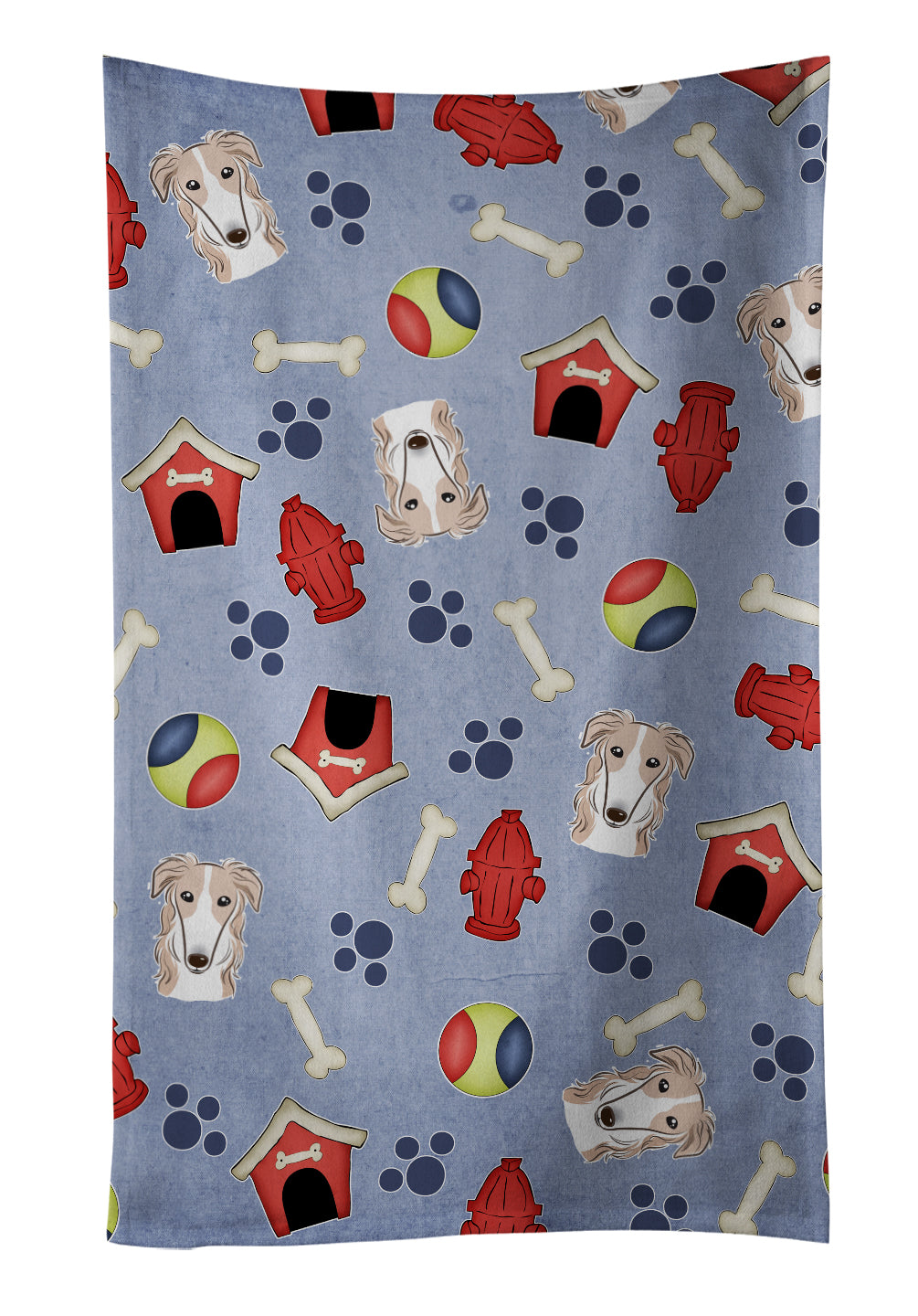 Dog House Collection Borzoi Kitchen Towel Velour Plush Front and Cotton Loop Back Machine Washable