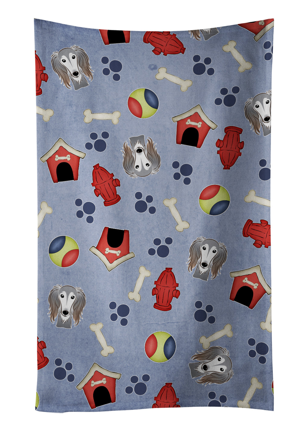 Dog House Collection Saluki Kitchen Towel Velour Plush Front and Cotton Loop Back Machine Washable