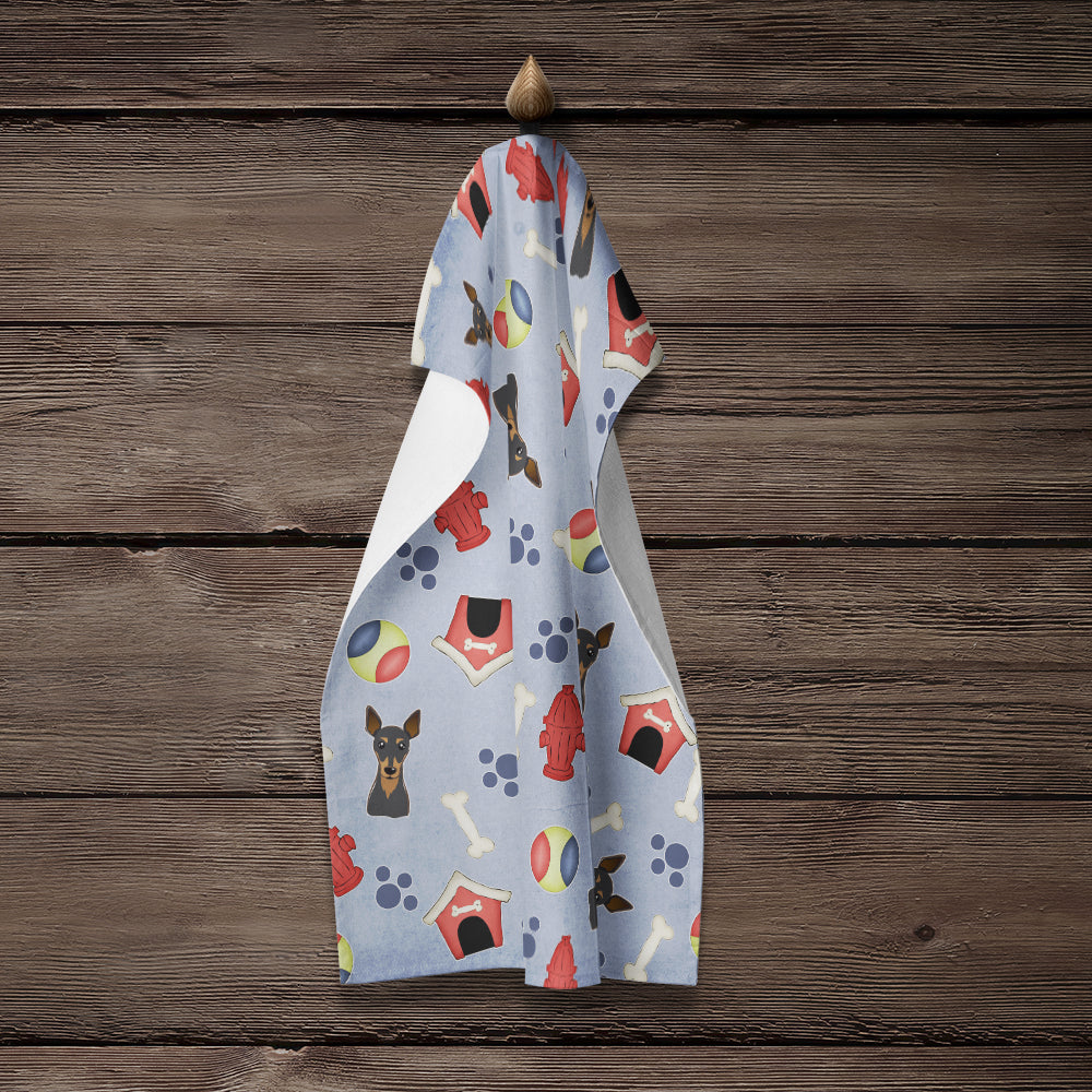 Dog House Collection Min Pin Kitchen Towel Velour Plush Front and Cotton Loop Back Machine Washable