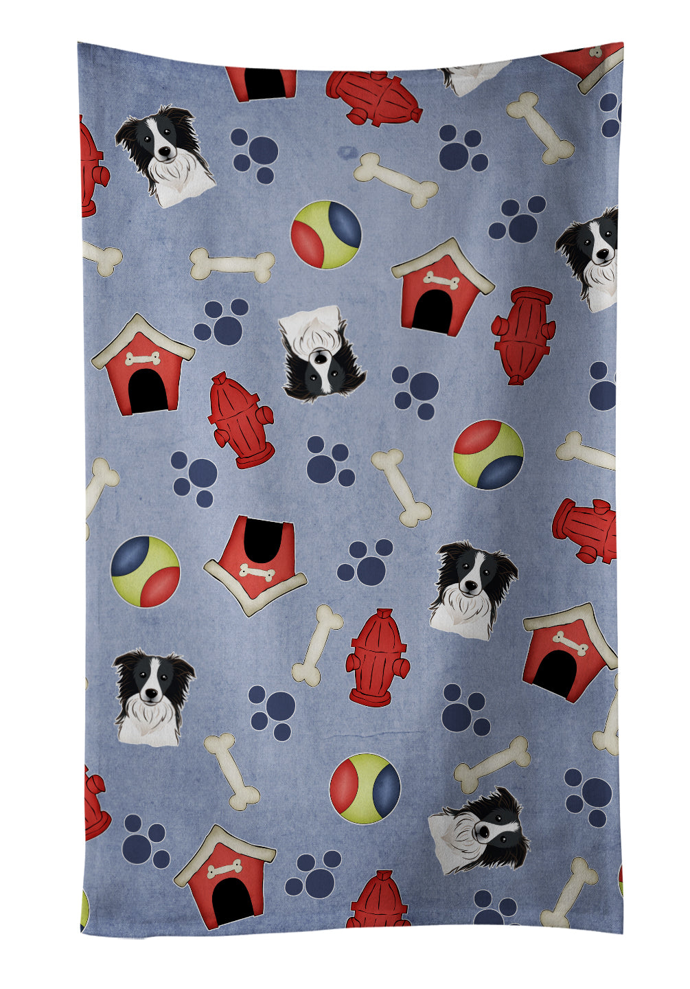 Dog House Collection Border Collie Kitchen Towel Velour Plush Front and Cotton Loop Back Machine Washable