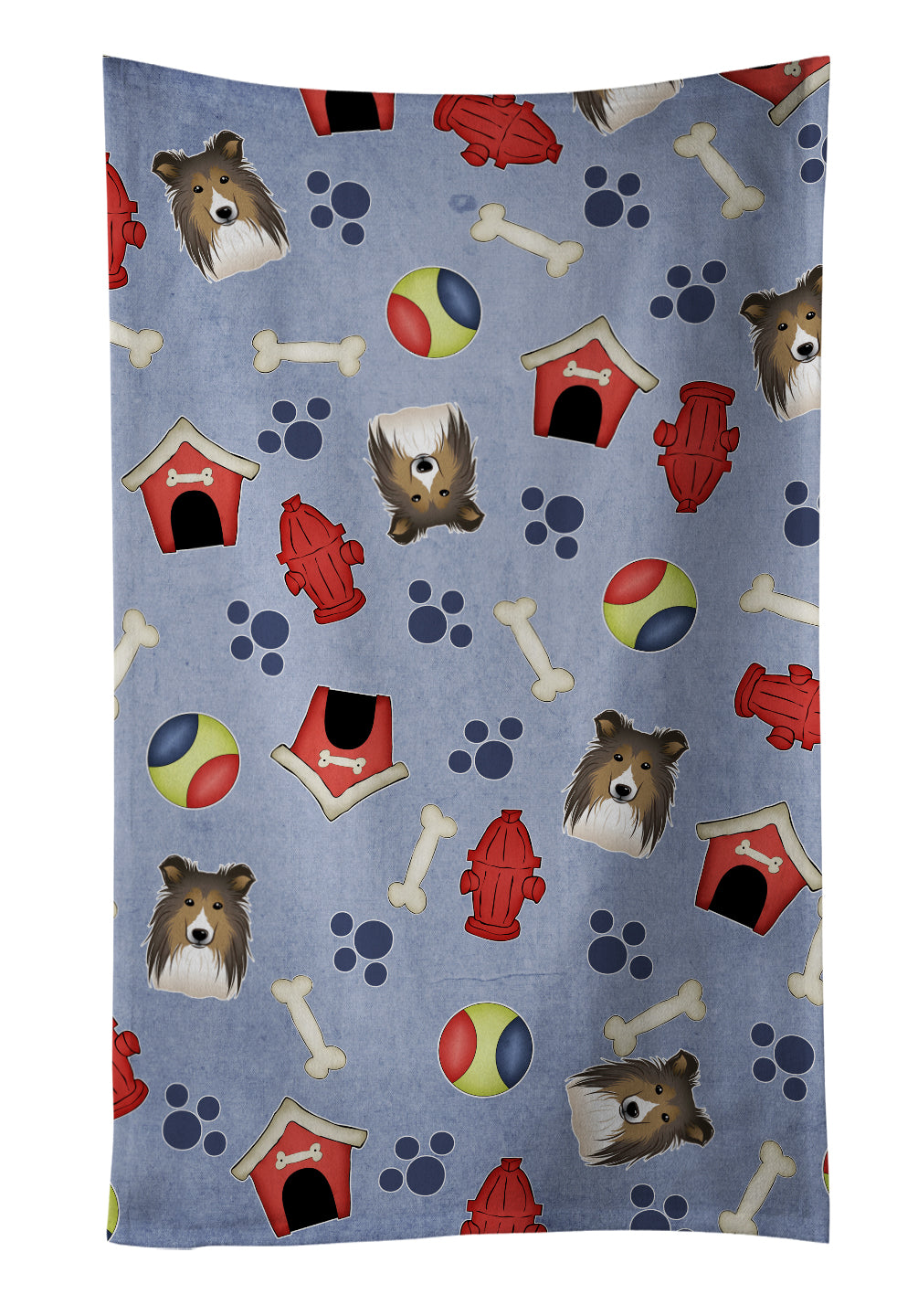 Dog House Collection Sheltie Kitchen Towel Velour Plush Front and Cotton Loop Back Machine Washable