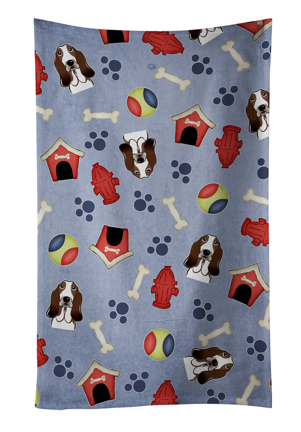 Dog House Collection Basset Hound Kitchen Towel Velour Plush Front and Cotton Loop Back Machine Washable