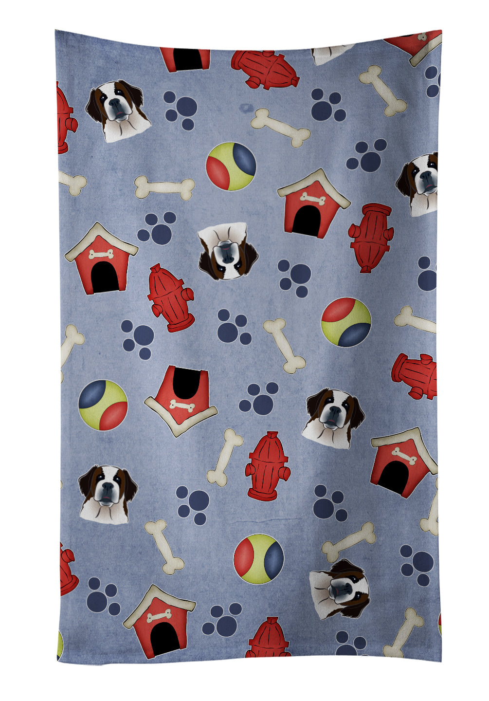 Dog House Collection Saint Bernard Kitchen Towel Velour Plush Front and Cotton Loop Back Machine Washable