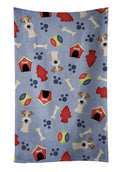 Dog House Collection Wire Haired Fox Terrier Kitchen Towel Velour Plush Front and Cotton Loop Back Machine Washable