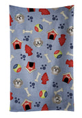 Dog House Collection Gray Silver Shih Tzu Kitchen Towel Velour Plush Front and Cotton Loop Back Machine Washable