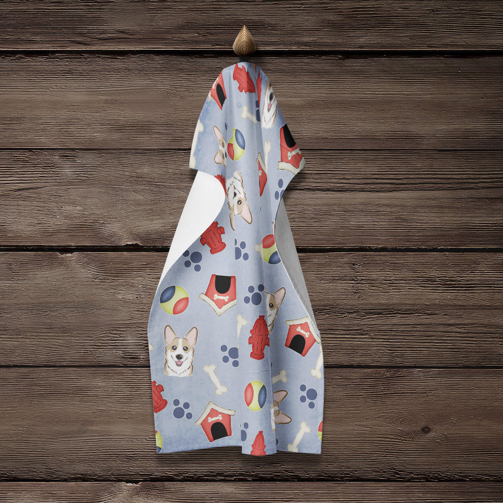 Dog House Collection Sable Corgi Kitchen Towel Velour Plush Front and Cotton Loop Back Machine Washable