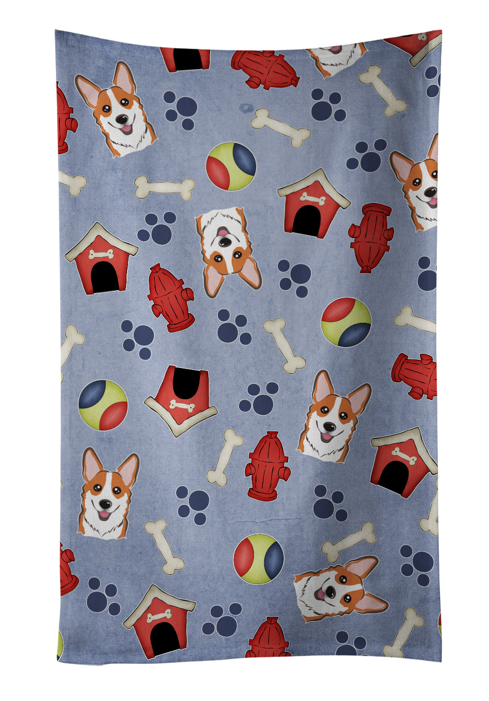 Dog House Collection Red Corgi Kitchen Towel Velour Plush Front and Cotton Loop Back Machine Washable