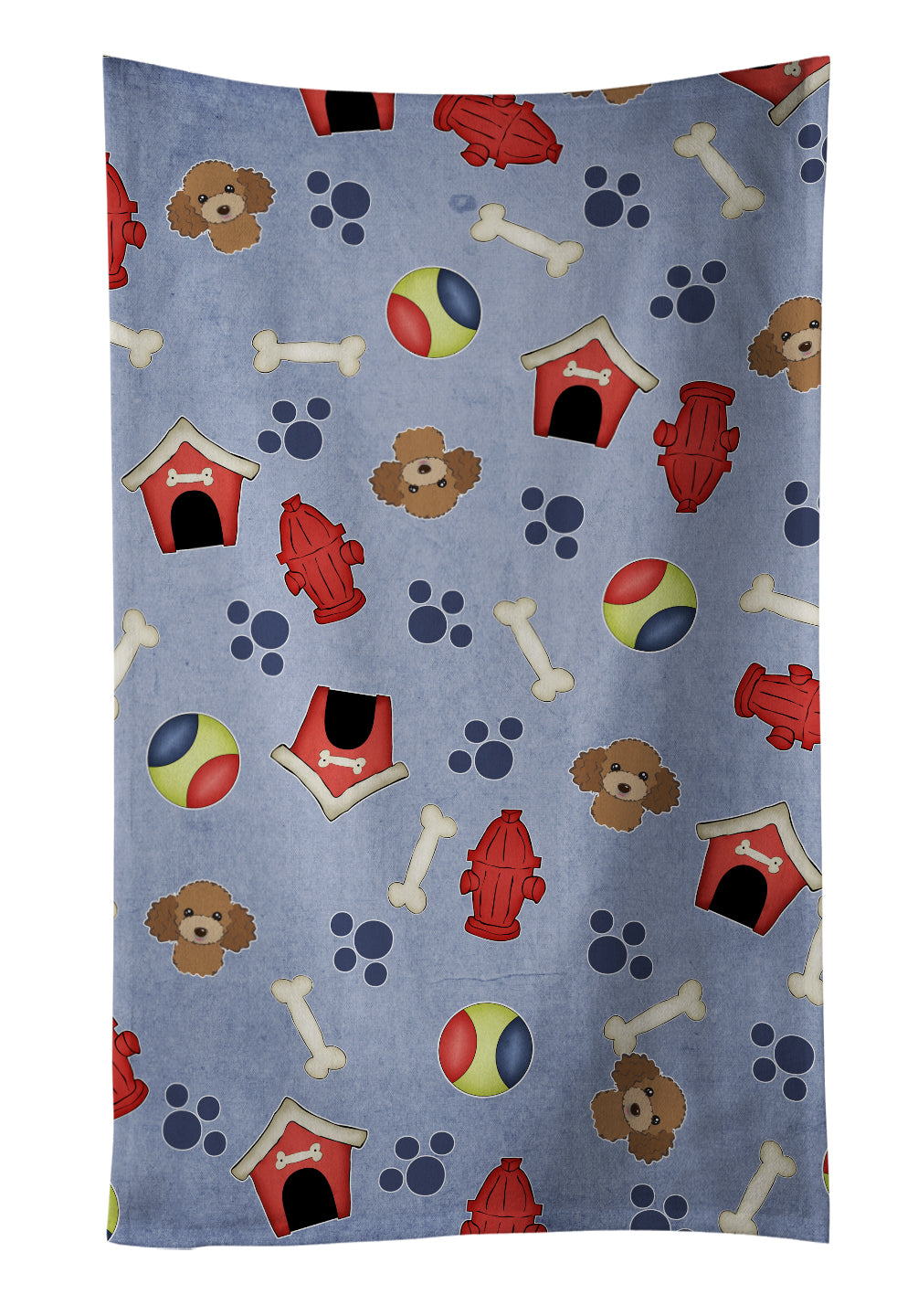 Dog House Collection Chocolate Brown Poodle Kitchen Towel Velour Plush Front and Cotton Loop Back Machine Washable