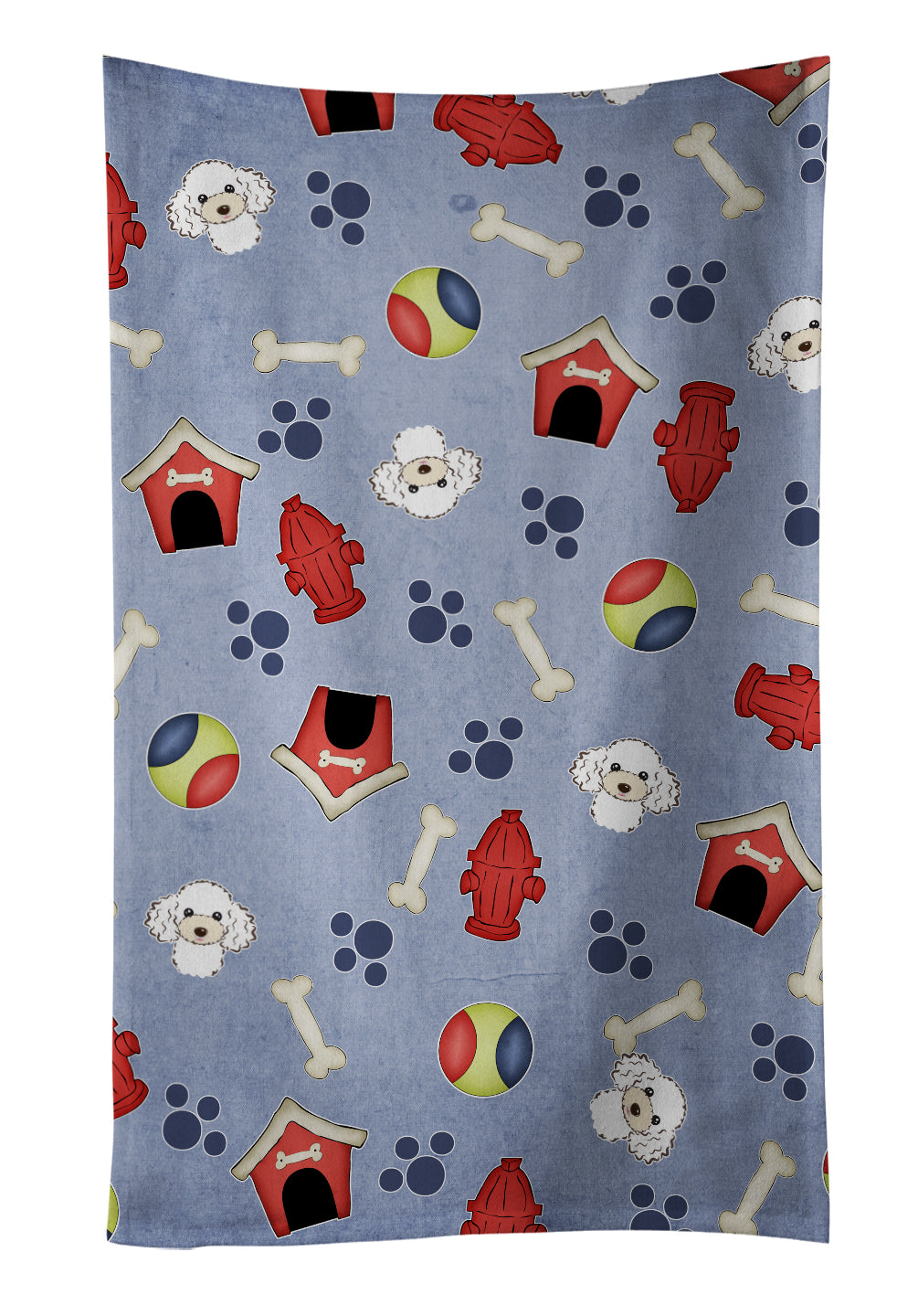Dog House Collection White Poodle Kitchen Towel Velour Plush Front and Cotton Loop Back Machine Washable