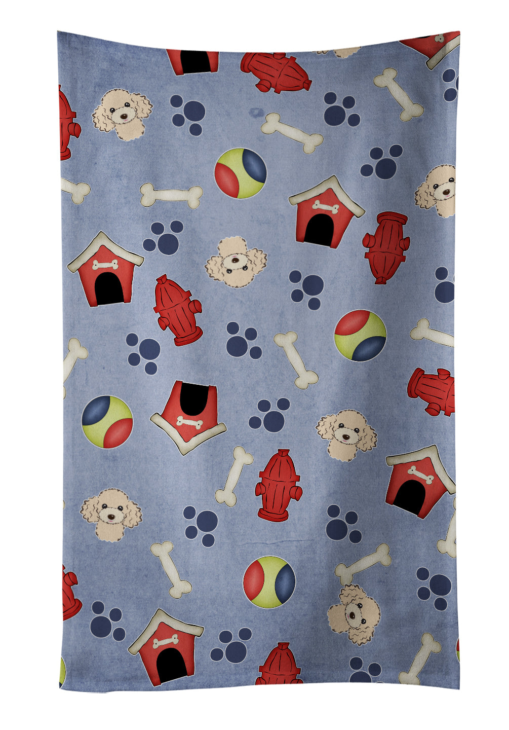 Dog House Collection Buff Poodle Kitchen Towel Velour Plush Front and Cotton Loop Back Machine Washable