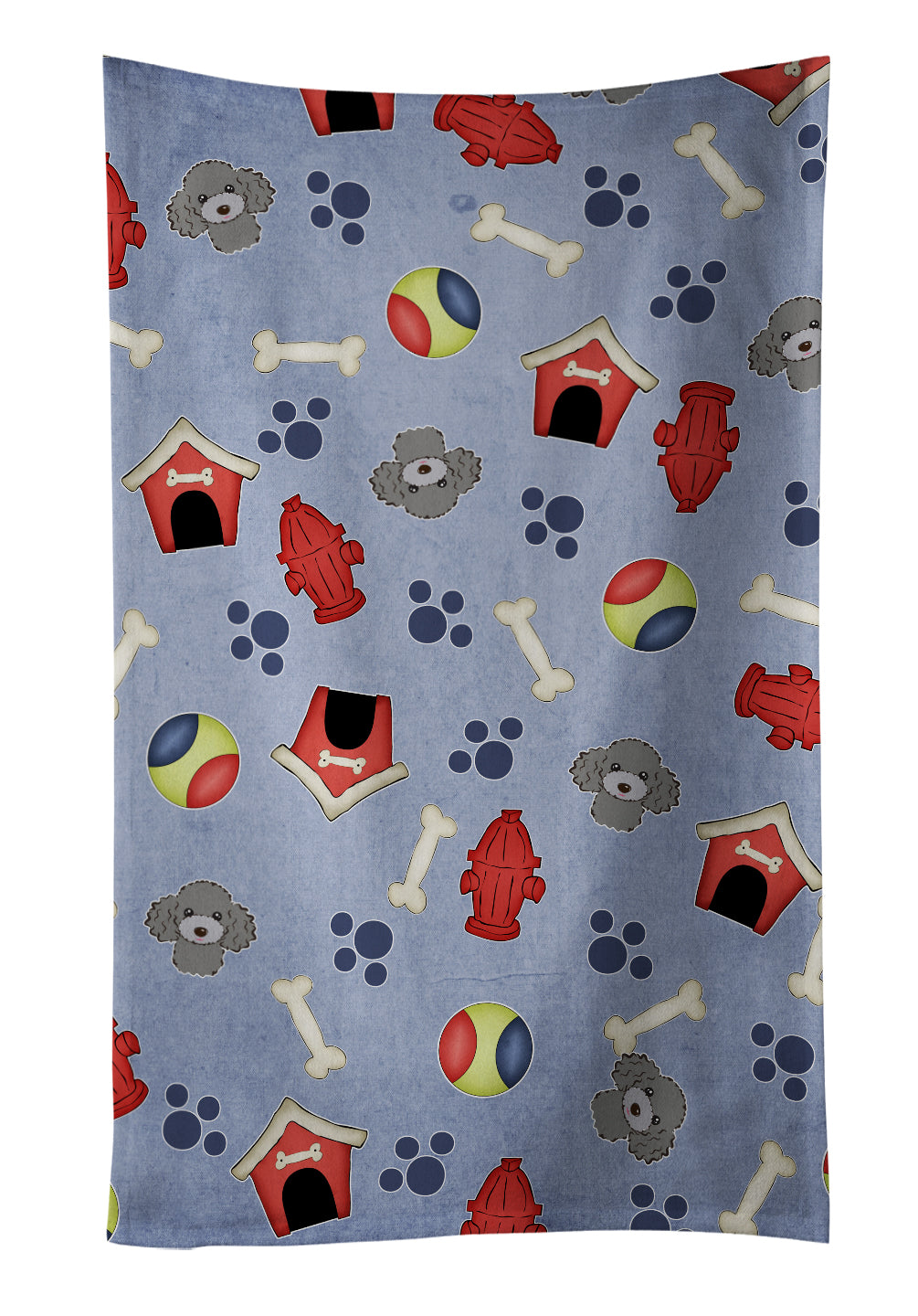 Dog House Collection Silver Gray Poodle Kitchen Towel Velour Plush Front and Cotton Loop Back Machine Washable