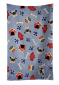 Dog House Collection Fawn Pug Kitchen Towel Velour Plush Front and Cotton Loop Back Machine Washable