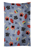 Dog House Collection Black Pug Kitchen Towel Velour Plush Front and Cotton Loop Back Machine Washable