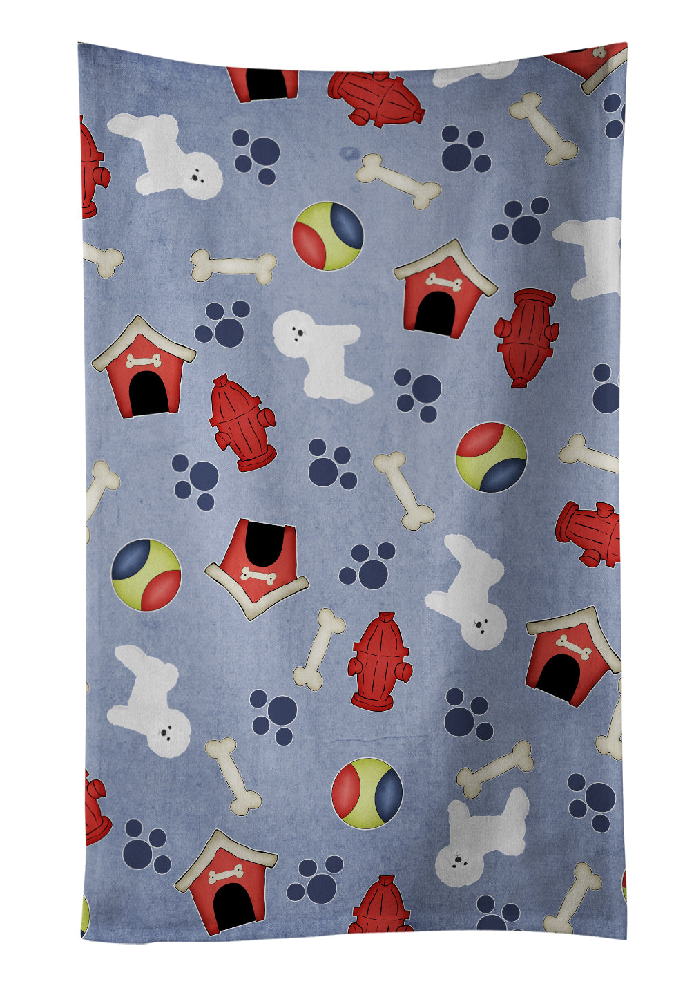 Dog House Collection Bichon Frise Kitchen Towel Velour Plush Front and Cotton Loop Back Machine Washable