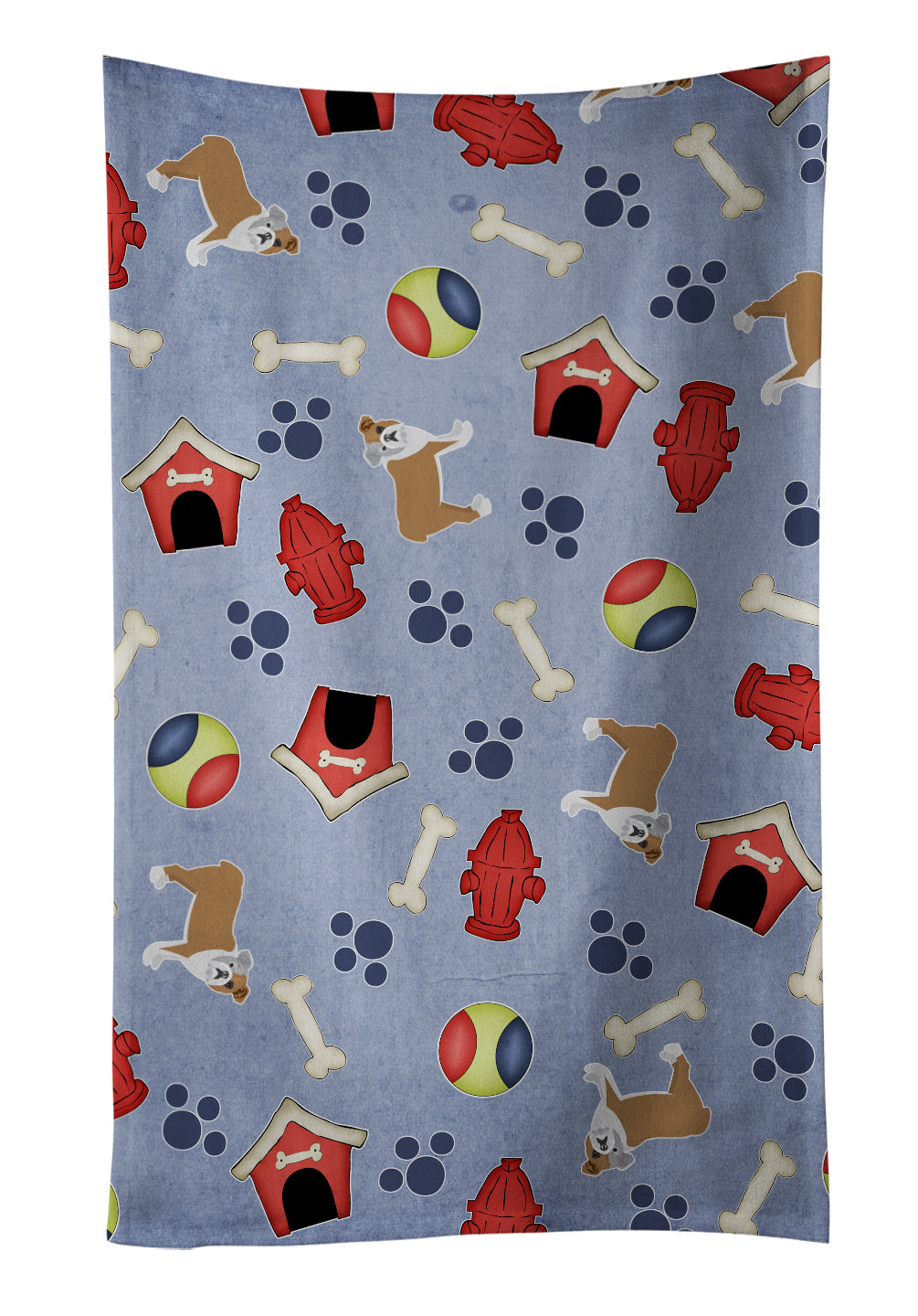 Dog House Collection English Bulldog Kitchen Towel Velour Plush Front and Cotton Loop Back Machine Washable