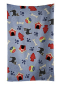 Dog House Collection Longhair Black Chihuahua Kitchen Towel Velour Plush Front and Cotton Loop Back Machine Washable