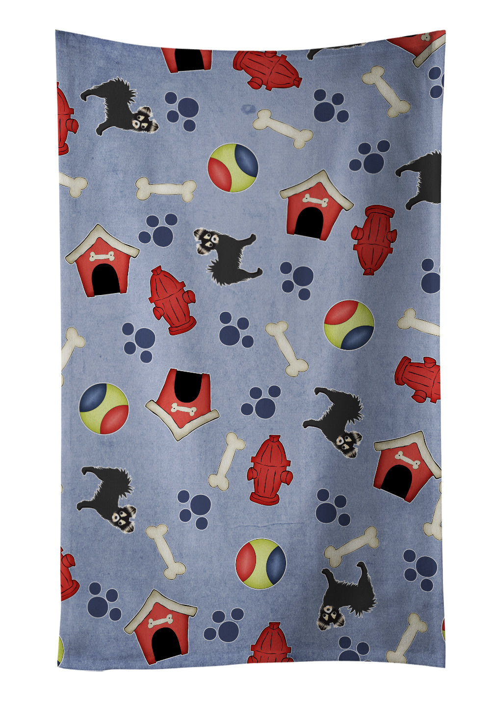 Dog House Collection Longhair Black Chihuahua Kitchen Towel Velour Plush Front and Cotton Loop Back Machine Washable