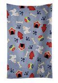 Dog House Collection Longhair Pied Chihuahua Kitchen Towel Velour Plush Front and Cotton Loop Back Machine Washable