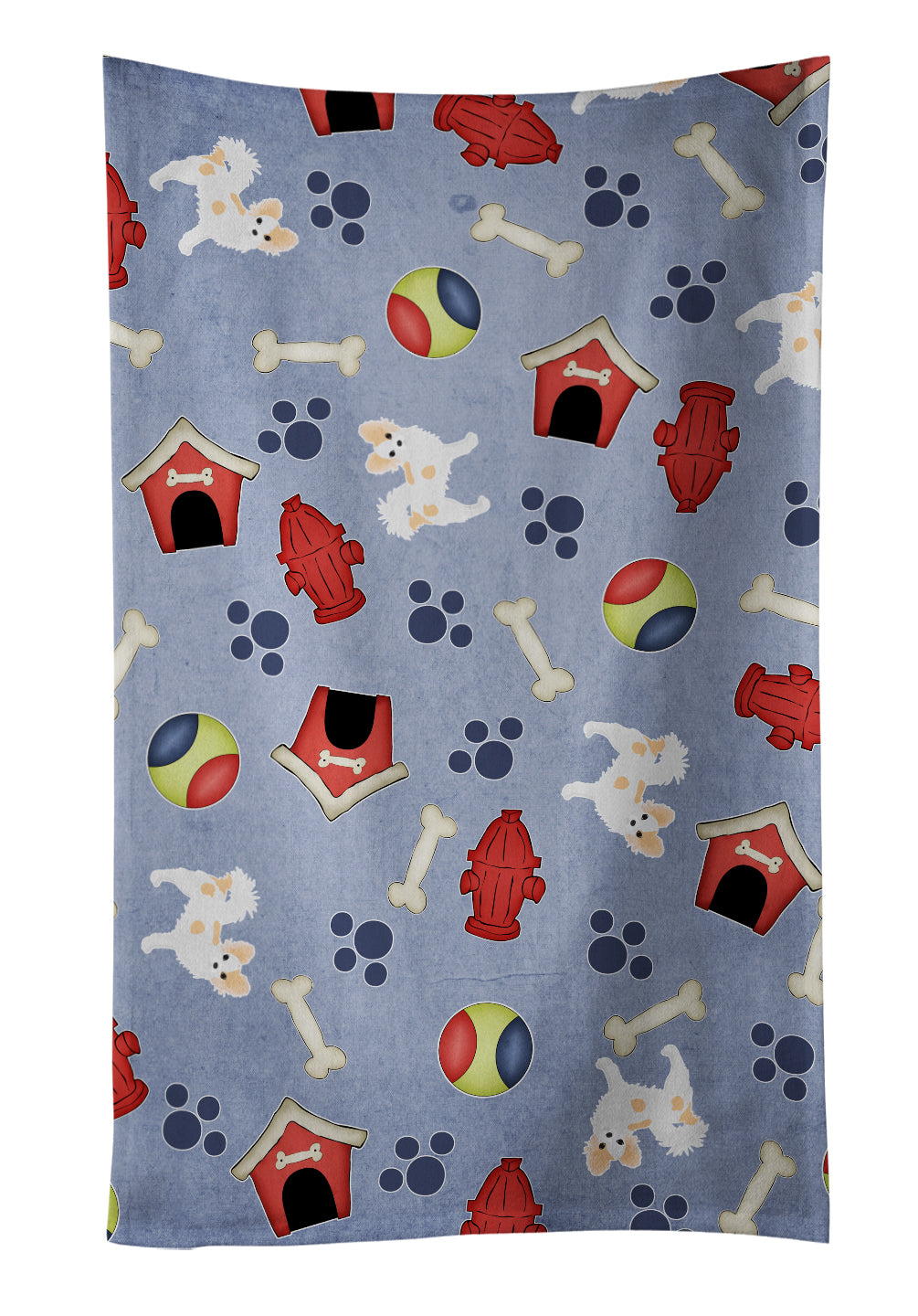 Dog House Collection Longhair Pied Chihuahua Kitchen Towel Velour Plush Front and Cotton Loop Back Machine Washable