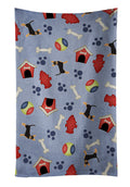 Dog House Collection Black Tan Chihuahua Kitchen Towel Velour Plush Front and Cotton Loop Back Machine Washable