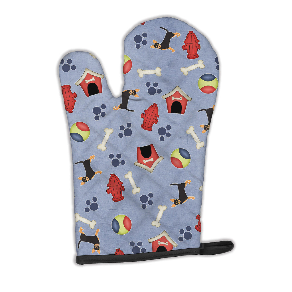 Dog House Collection Black Tan Chihuahua Oven Mitt Heat Resistant Thick Oven Mitt for Hot Pans and Oven, Kitchen Mitt Protect Hands, Cooking Baking Glove