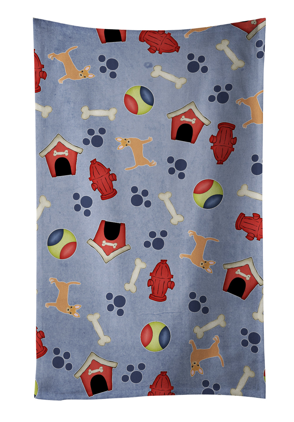 Dog House Collection Red Chihuahua Kitchen Towel Velour Plush Front and Cotton Loop Back Machine Washable
