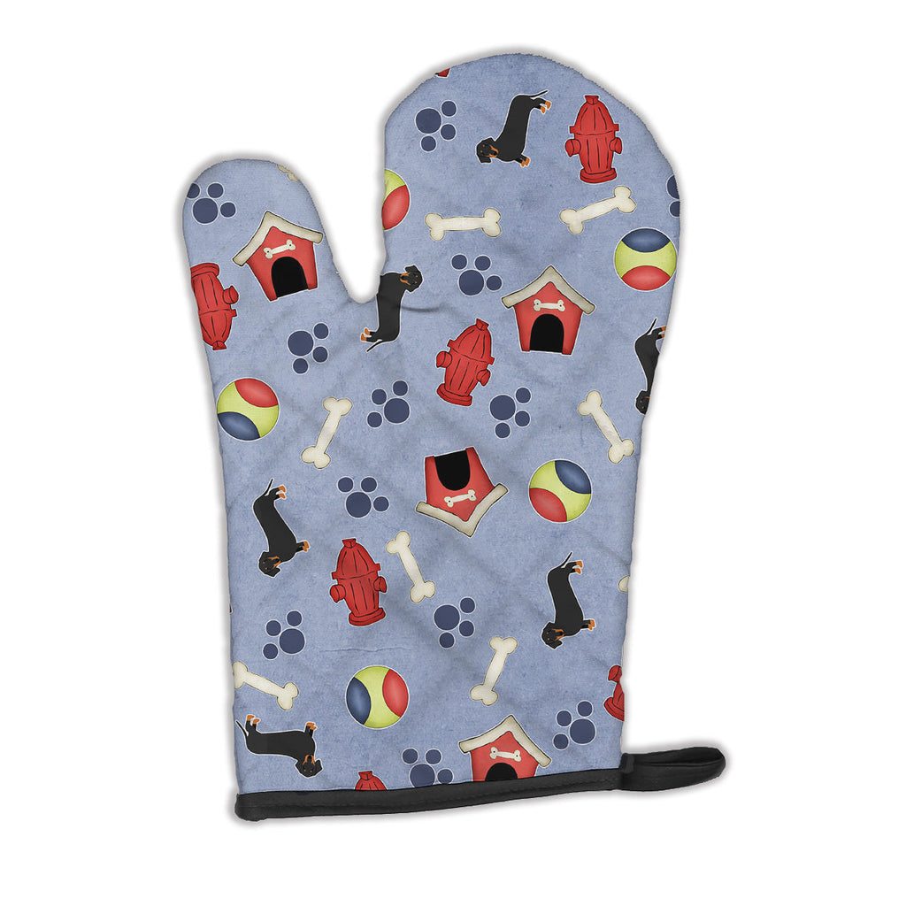 Dog House Collection Black Tan Dachshund Oven Mitt Heat Resistant Thick Oven Mitt for Hot Pans and Oven, Kitchen Mitt Protect Hands, Cooking Baking Glove