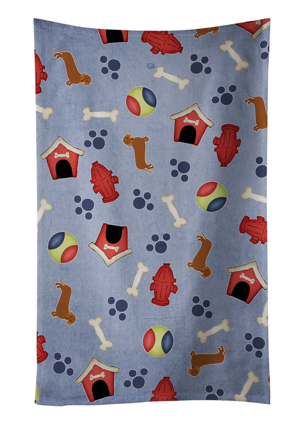 Dog House Collection Red Dachshund Kitchen Towel Velour Plush Front and Cotton Loop Back Machine Washable