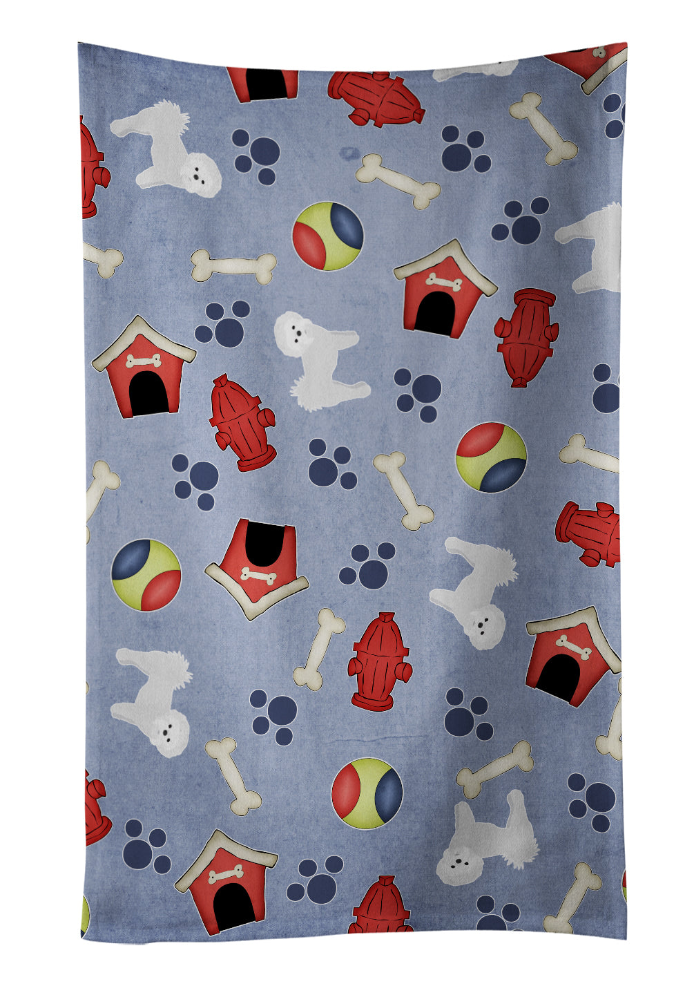 Dog House Collection Maltese Kitchen Towel Velour Plush Front and Cotton Loop Back Machine Washable
