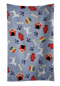 Dog House Collection White Staffordshire Bull Terrier Kitchen Towel Velour Plush Front and Cotton Loop Back Machine Washable