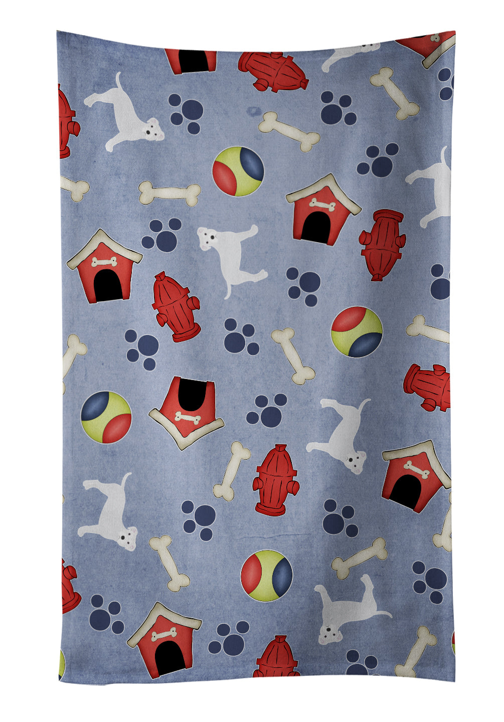 Dog House Collection White Staffordshire Bull Terrier Kitchen Towel Velour Plush Front and Cotton Loop Back Machine Washable