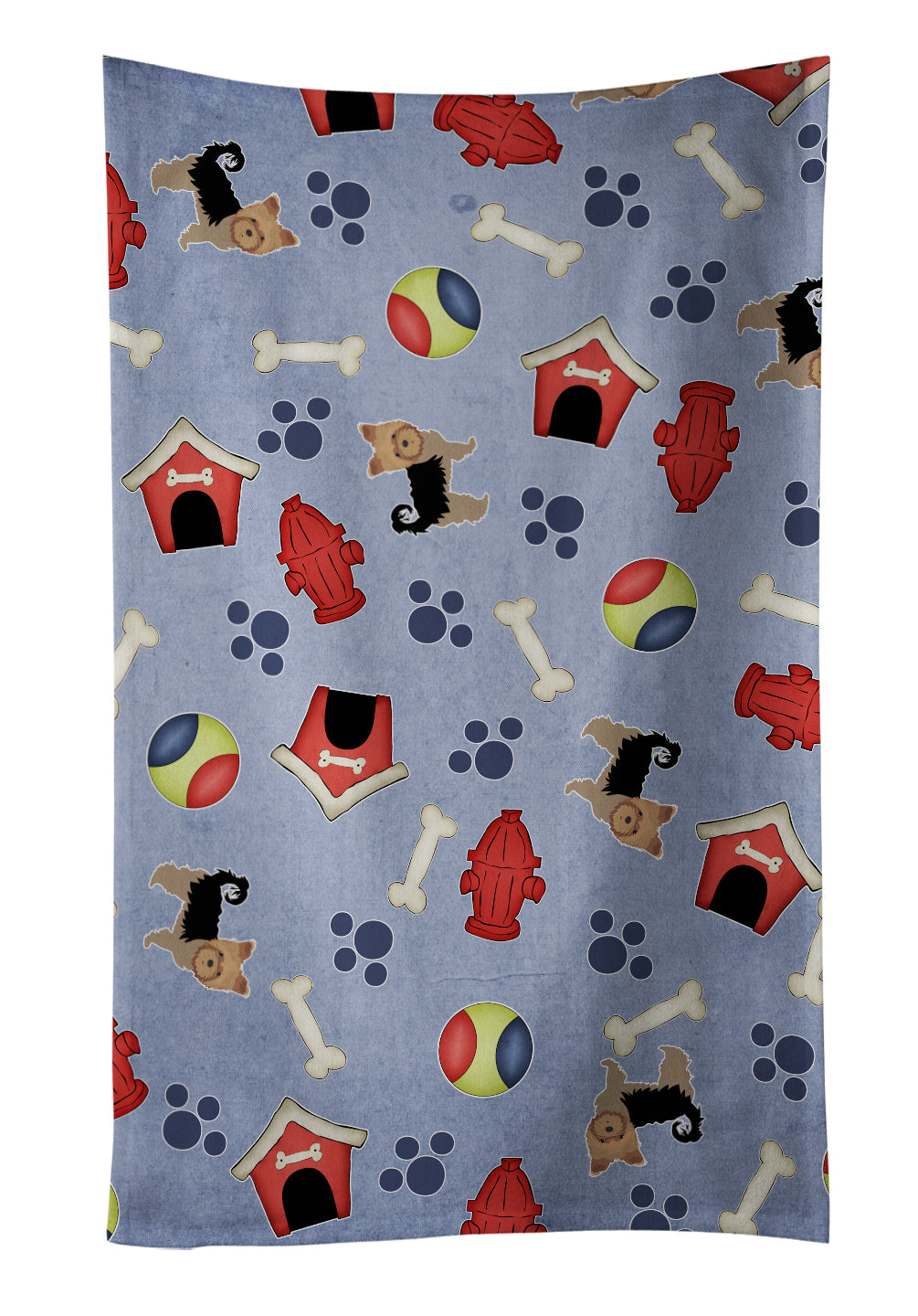 Dog House Collection Yorkshire Terrier Kitchen Towel Velour Plush Front and Cotton Loop Back Machine Washable