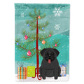 Merry Christmas Tree Pug Black House Flag 28x40 Porch Sleeve Pole Decorative Outside Yard Banner Artwork Wall Hanging, Polyester