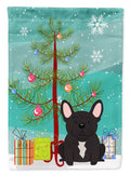 Merry Christmas Tree French Bulldog Brindle House Flag 28x40 Porch Sleeve Pole Decorative Outside Yard Banner Artwork Wall Hanging, Polyester