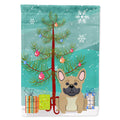 Merry Christmas Tree French Bulldog Cream House Flag 28x40 Porch Sleeve Pole Decorative Outside Yard Banner Artwork Wall Hanging, Polyester