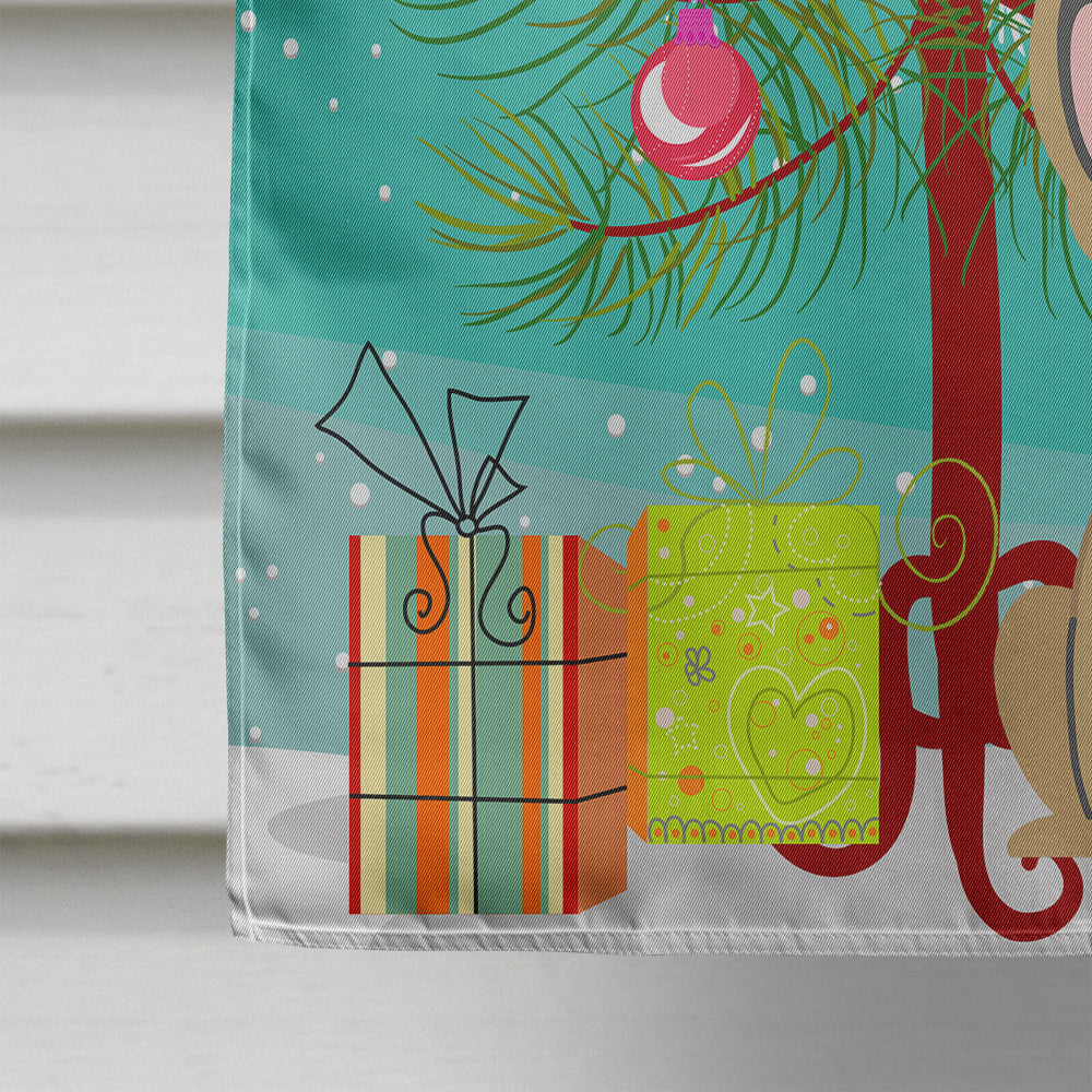Merry Christmas Tree French Bulldog Cream House Flag 28x40 Porch Sleeve Pole Decorative Outside Yard Banner Artwork Wall Hanging, Polyester