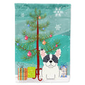 Merry Christmas Tree French Bulldog Piebald House Flag 28x40 Porch Sleeve Pole Decorative Outside Yard Banner Artwork Wall Hanging, Polyester