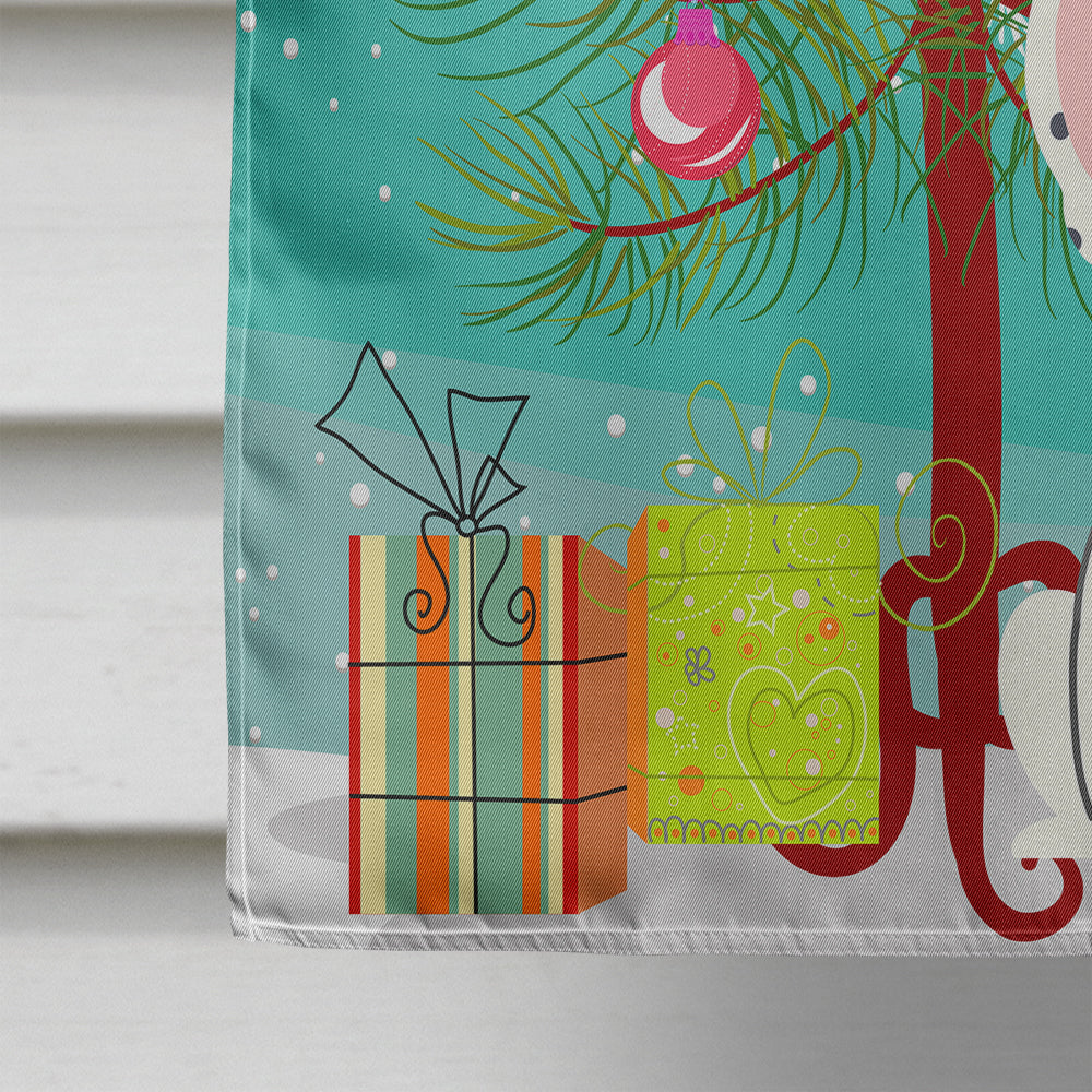 Merry Christmas Tree French Bulldog Piebald House Flag 28x40 Porch Sleeve Pole Decorative Outside Yard Banner Artwork Wall Hanging, Polyester