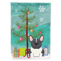 Merry Christmas Tree French Bulldog Black White House Flag 28x40 Porch Sleeve Pole Decorative Outside Yard Banner Artwork Wall Hanging, Polyester