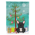 Merry Christmas Tree French Bulldog Black House Flag 28x40 Porch Sleeve Pole Decorative Outside Yard Banner Artwork Wall Hanging, Polyester