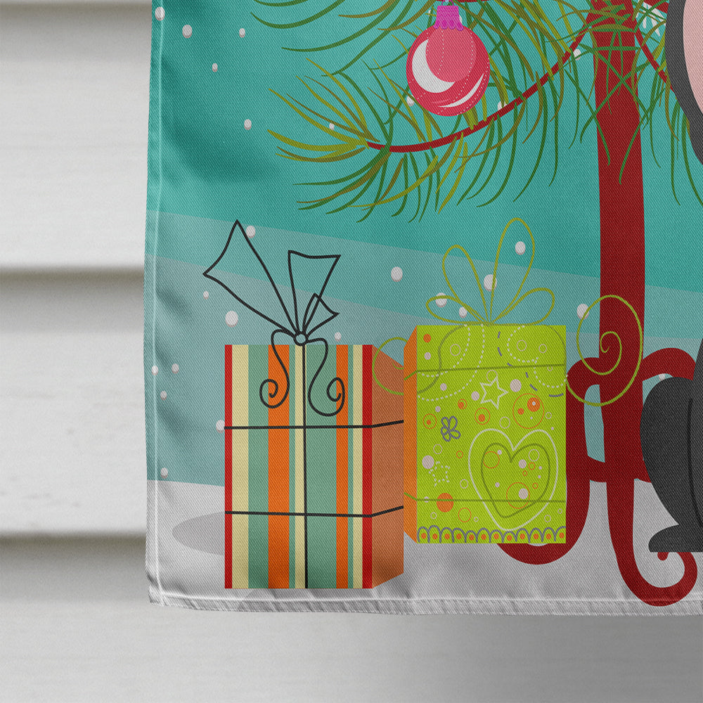 Merry Christmas Tree French Bulldog Black House Flag 28x40 Porch Sleeve Pole Decorative Outside Yard Banner Artwork Wall Hanging, Polyester