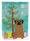 Merry Christmas Tree Mastiff Brindle House Flag 28x40 Porch Sleeve Pole Decorative Outside Yard Banner Artwork Wall Hanging, Polyester