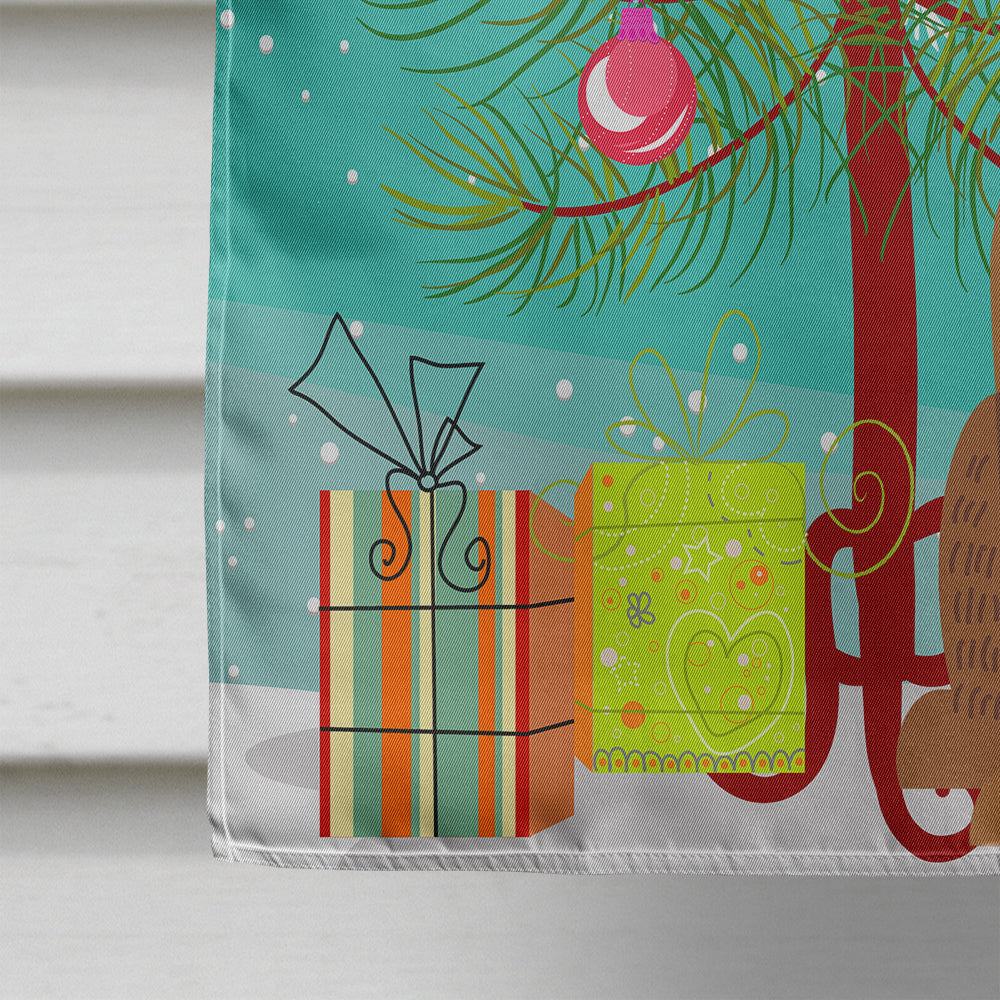Merry Christmas Tree Mastiff Brindle House Flag 28x40 Porch Sleeve Pole Decorative Outside Yard Banner Artwork Wall Hanging, Polyester
